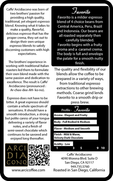 Favorito - 4 Bean Espresso Blend (Drip/French Press Grind)